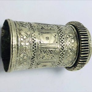 single   Golden Tribal Cuff Handmade Afghan Vintage Kuchi Handcuff